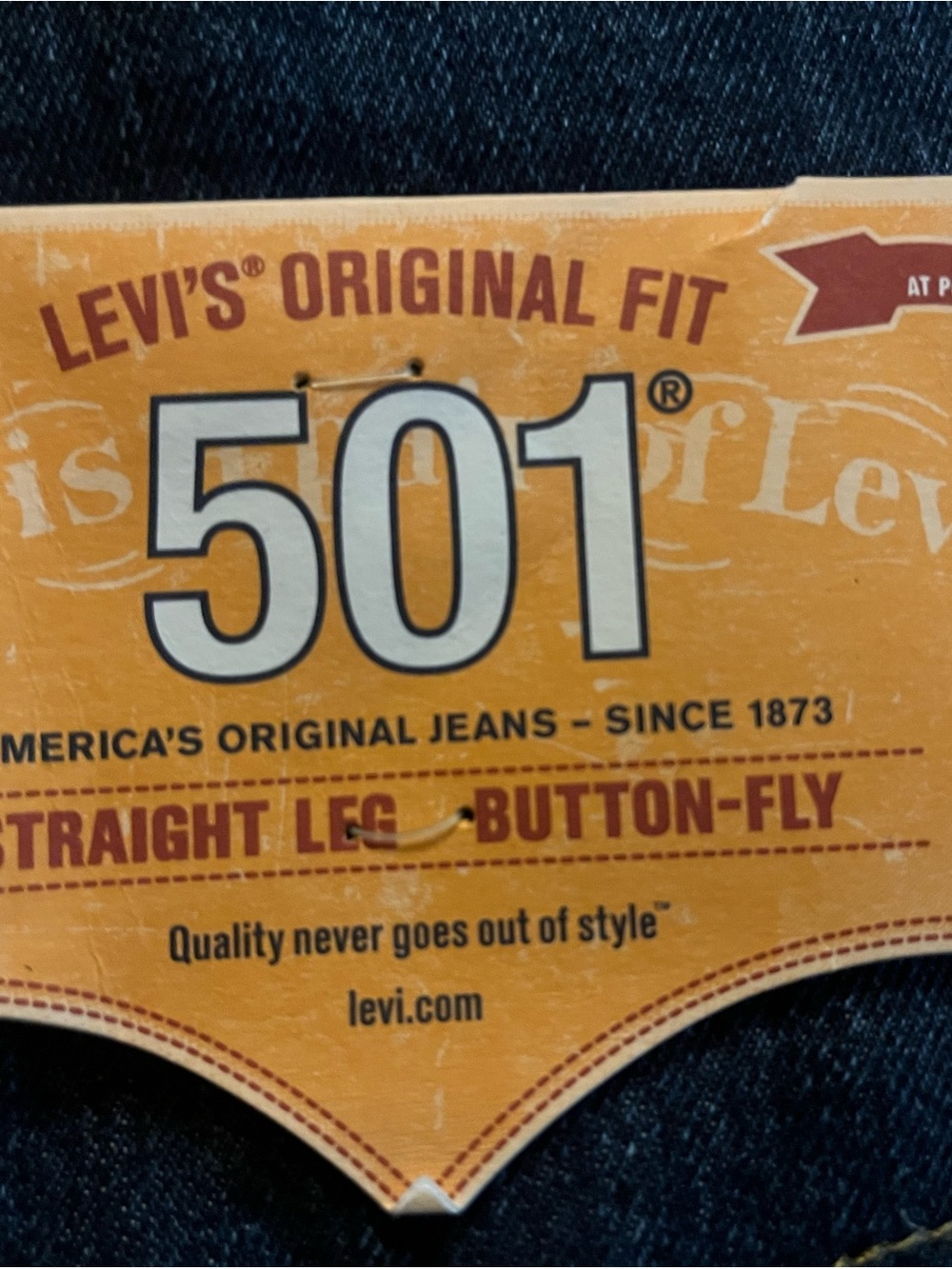 Levi's 501 Original Fit Straight Leg Jeans - Dark Blue. Rare Find size 40x30